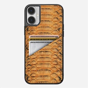 Personalized Python Leather iPhone Case: Card Holder & Hand Strap Ashe Classic Card