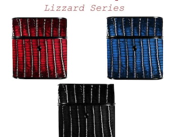 Genuine Leather AirPods Case, Lizzard Series, Handmade Luxury Cover