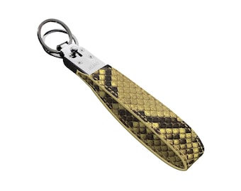 Personalized Python Leather Keychain: Free Letter and İcon, Genuine Leather Key Chain