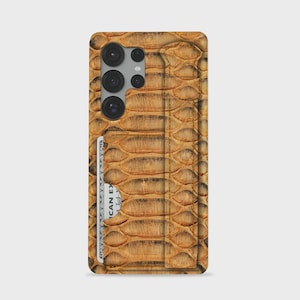 Funda para Samsung S25 Ultra de piel auténtica de pitón – Tarjetero, Correa de mano
