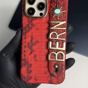 Personalized Python Leather iPhone Case: Handmade Card Holder & Hand Strap image 11