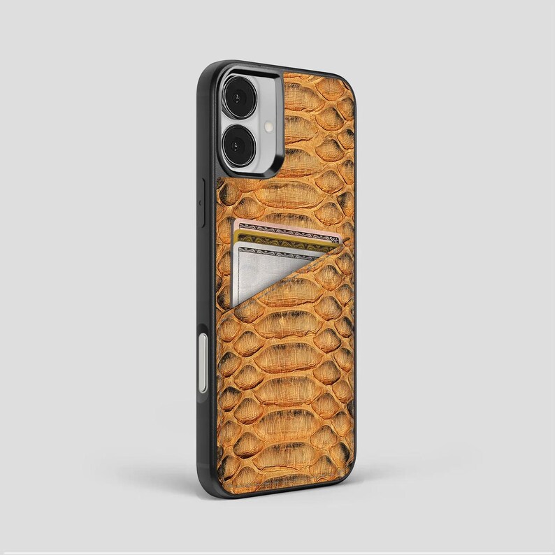 Personalized Python Leather iPhone Case: Card Holder & Hand Strap image 5