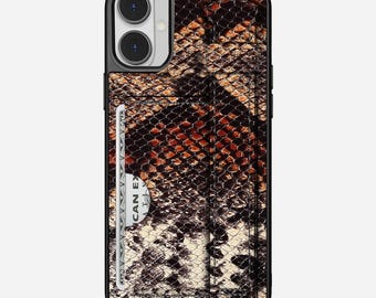 Personalized Leather iPhone Case with Card Holder, Handmade Cowhide Phone Cover