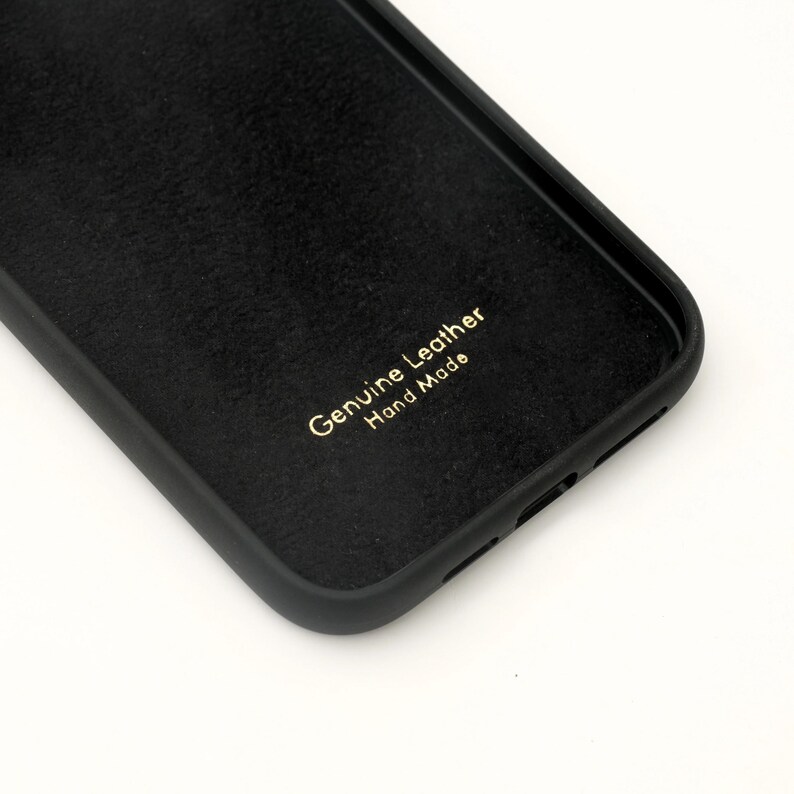 Personalized Python Leather iPhone Case | Gold Initial Charm Hand Strap image 4