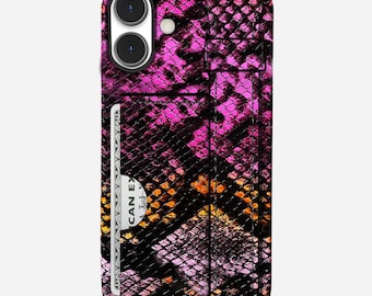 Personalized Leather Phone Case with Card Holder, Handmade Cowhide Cover