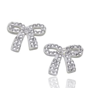 30 Pieces White Bow Ribbon, Diamond Rhinestone, Luxury Charm, Sew On, Felt Fabric Patch, Flat Back, Junk Charms, Craft Supplies, Bulk Buy