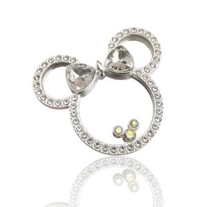 2 Pcs Silver Mouse Mirror,  Mirrors Diamond Rhinestone, Bling Luxury Charm, Metal Alloy, Flat Back, Junk Charms, Craft Supplies, Bulk Buy