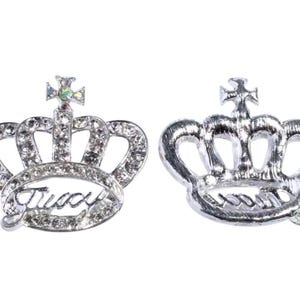 5 Pieces Silver Juicy Crown, Bling Queen, Diamond Rhinestone, Luxury Charm, Metal Alloy, Flat Back, Junk Charms, Craft Supplies, Bulk Buy
