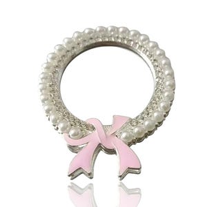 2 Pcs Pearl Bow Mirror, Mirrors Diamond Rhinestone, Bling Luxury Charm, Metal Alloy, Flat Back, Junk Charms, Craft Supplies, Bulk Buy