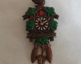 Vintage Cuckoo Clock For Dolls House - Midcentury - Painted Plastic