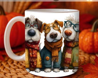 Diseño PNG para taza de café con perritos adorables, diseño de sublimación para amantes de las mascotas para tazas de 11 oz y 15 oz, PNG para amantes de los cachorros, descarga instantánea para amantes de los animales.