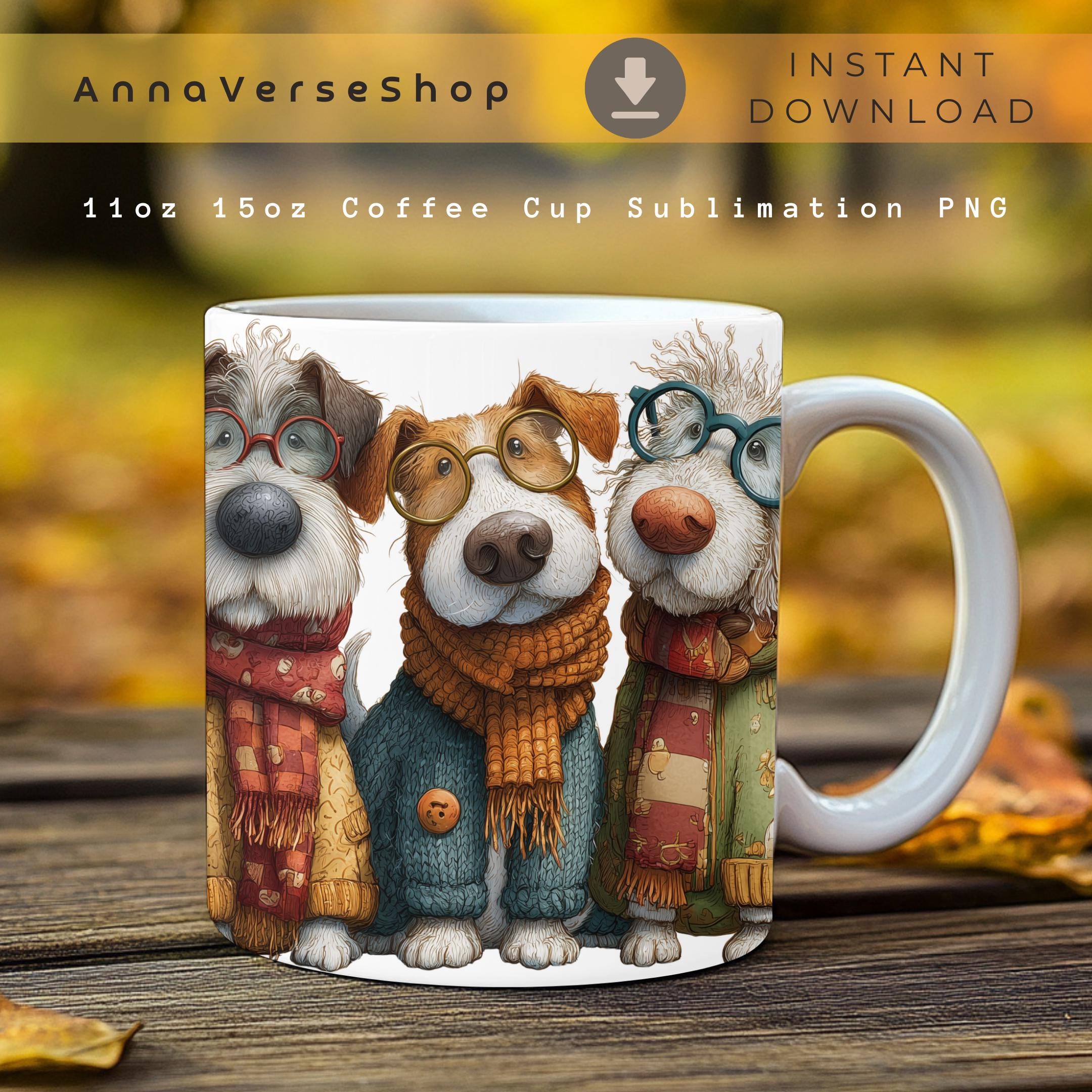 犬のストライプマグカップアート 【公式通販】