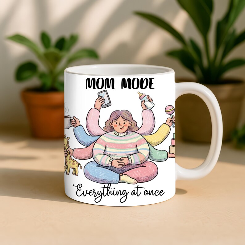 Mom Life Mug Wrap PNG, lustiges Mom Mug Design, Multitasking Mom Cup Wrap, 11 Unze 15 Unze Becher Sublimation, Muttertagsgeschenk Bild 5