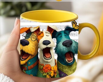 Diseño PNG de taza con perro, lindos perros de dibujos animados para sublimación, divertido diseño para taza de café de 11 oz y 15 oz, PNG para amantes de los cachorros, descarga instantánea.