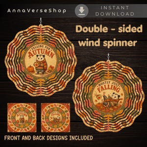 Fall Opossum Wind Spinner PNG, Double Sided Sublimation Design, Funny Woodland Animal Garden Decor, Autumn Digital Download