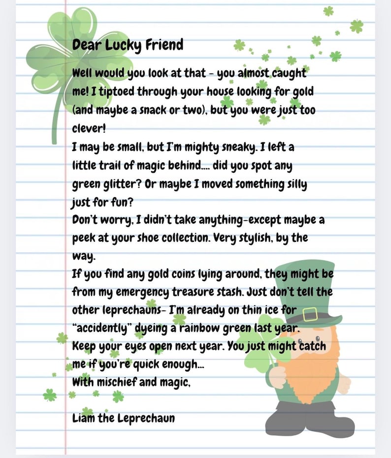 Leprechaun Note Printable for Kids | Funny St. Patrick’s Day Letter ...