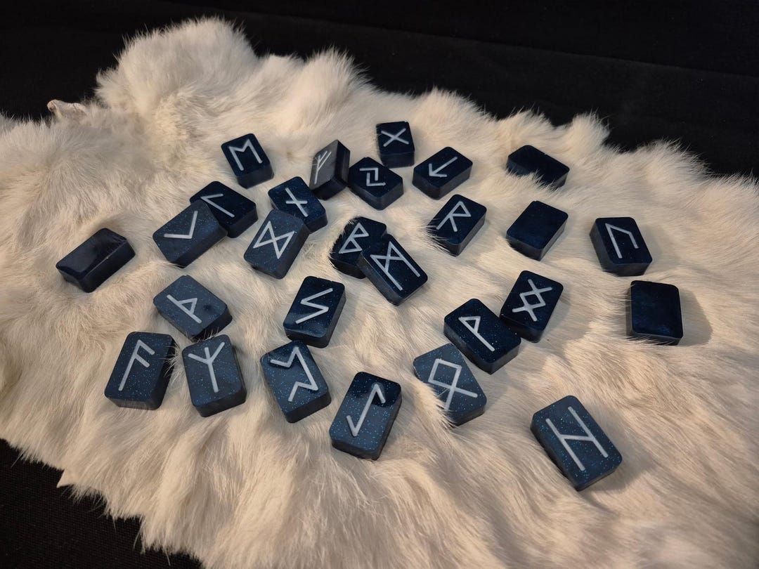 Elder Futhark Runes, Midnight Blue and White - Etsy