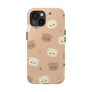 Cute Bear Pattern Phone Case, Tough iPhone Cover, Bear Lover Gift, Kids Accessories, Animal Print Case, Adorable Tech Decor