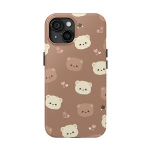 Cute Bear Pattern Phone Case, Tough Phone Cover, Trendy Phone Accessory, Gift for Kids, Cute Animal Design