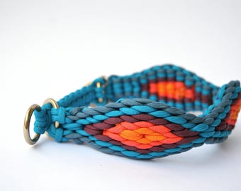 Collar para perro trenzado hecho a mano con mariposa azul