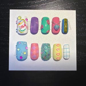 SODA POP Press-On Nails: K-Pop Inspired Hand-Painted Manicure
