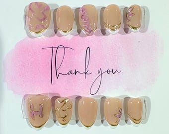 Huntirx Press-On Nails | K-Pop Demon Hunter Manicure | Cat Eye Chrome Gold Accents, 3D Charms