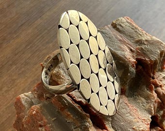 Vintage Samuel Benham BJC Sterling Silver Modernist Oval Ring  Size 6