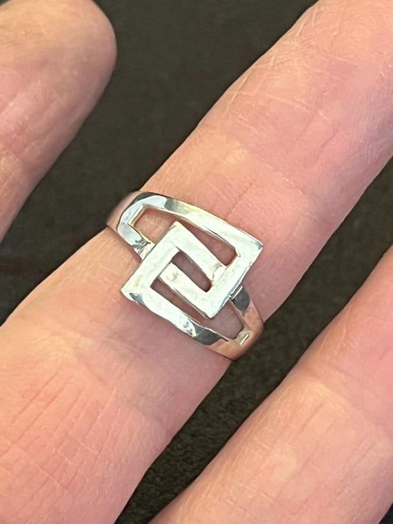 Sterling Silver Geometric Square Ring - Modern Op… - image 9