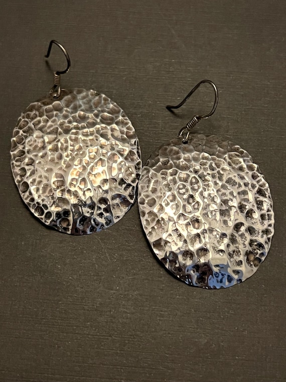Hammered Sterling Silver Disc Earrings: 925 State… - image 5