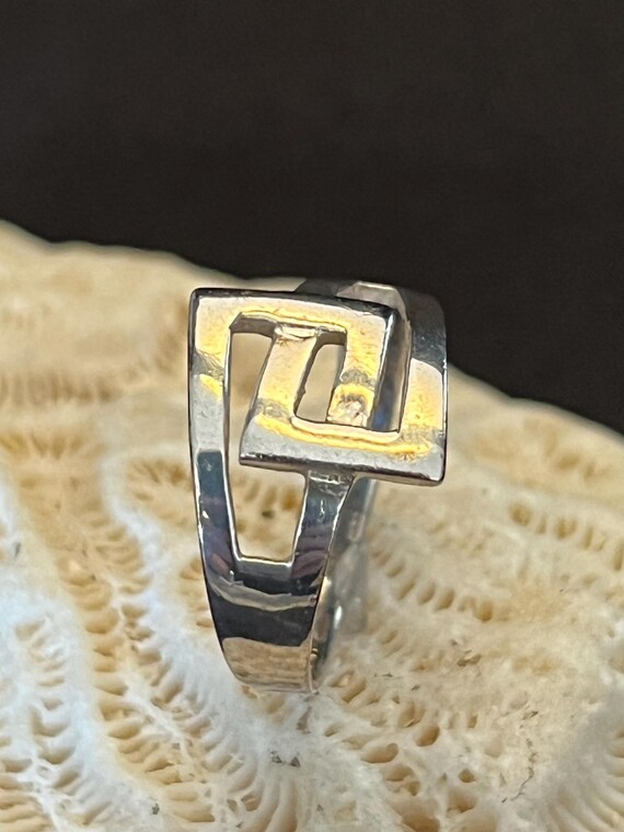 Sterling Silver Geometric Square Ring - Modern Op… - image 5