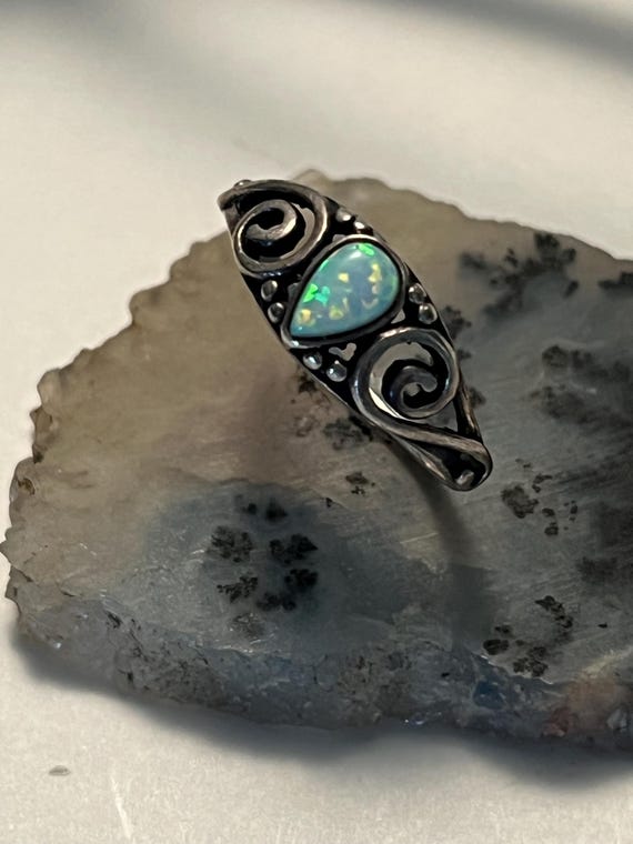 Sterling Silver & Opal Scroll Ring