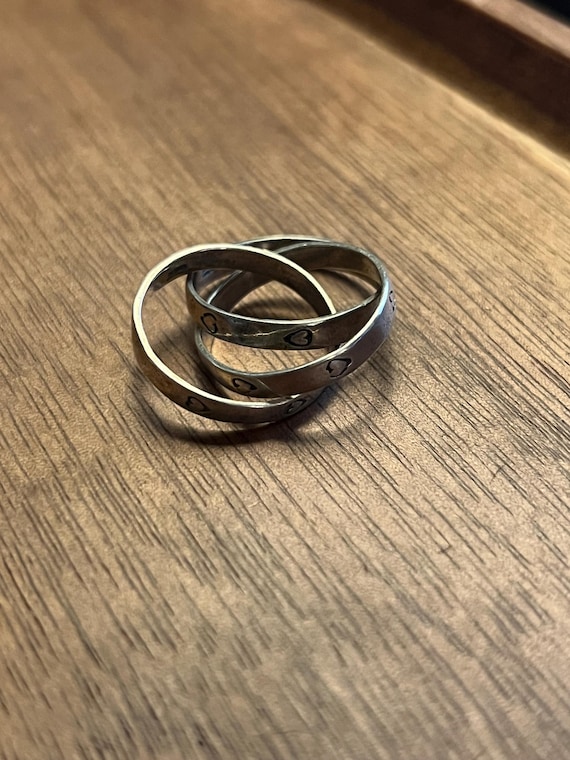 Sterling Silver Triple Interlocking Ring | Hearts - image 6