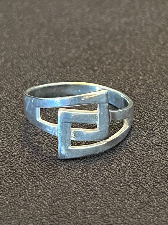 Sterling Silver Geometric Square Ring - Modern Op… - image 6