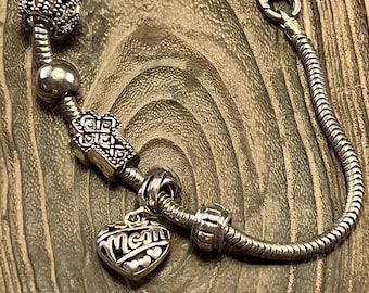 Vintage 925 Stacking Sterling Silver Snake Chain Heart Charm