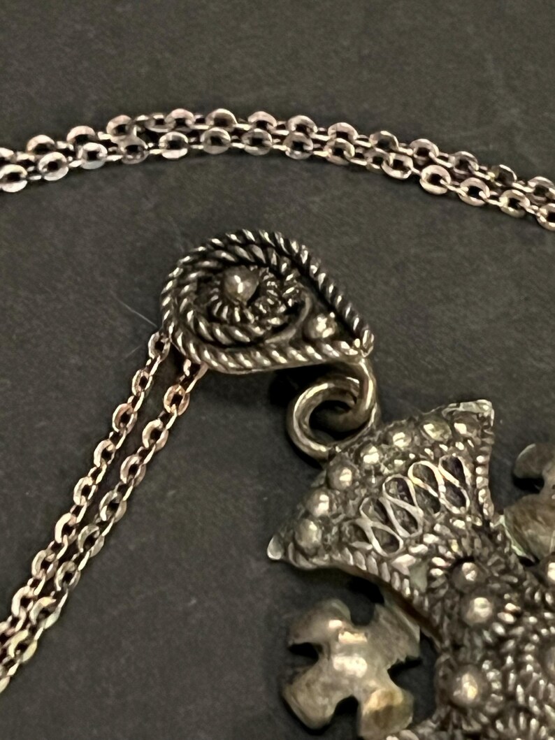 Vintage Sterling Jerusalem Crusader Cross Pendant Necklace Etsy