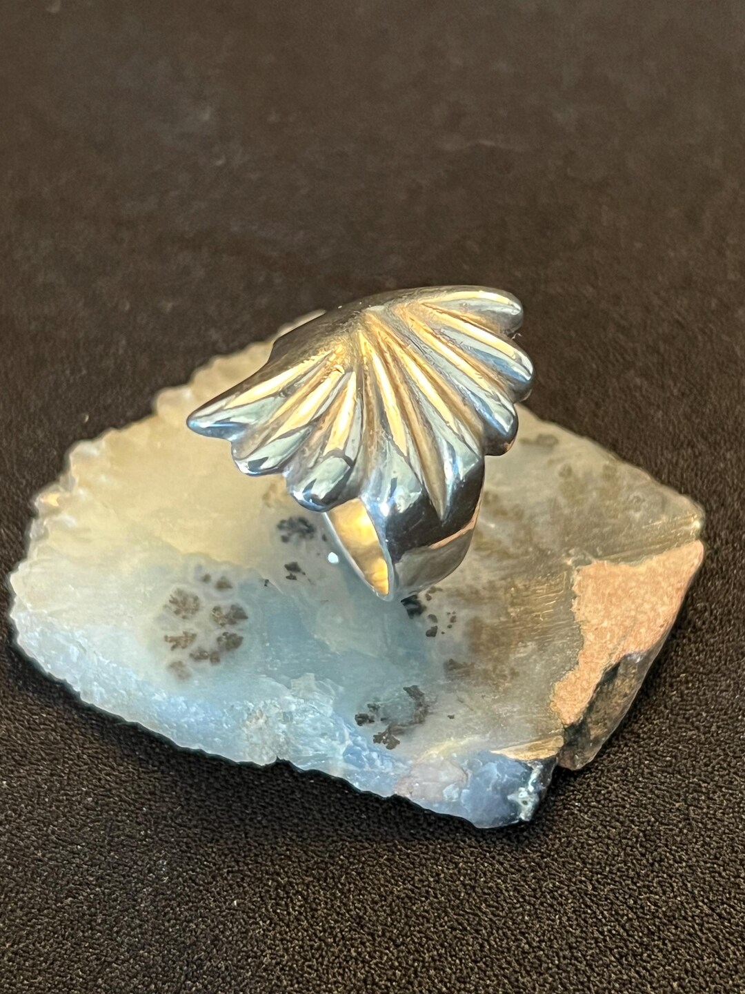 Vintage Taxco Fan Ring Sterling Silver TM-156 Mexico Size 7.75