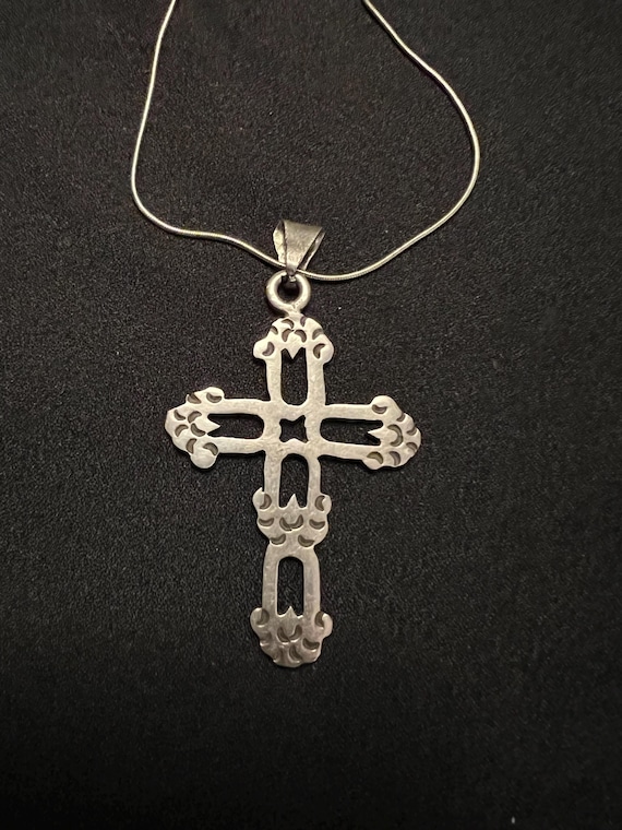 Vintage Taxco Sterling Silver Cross Necklace