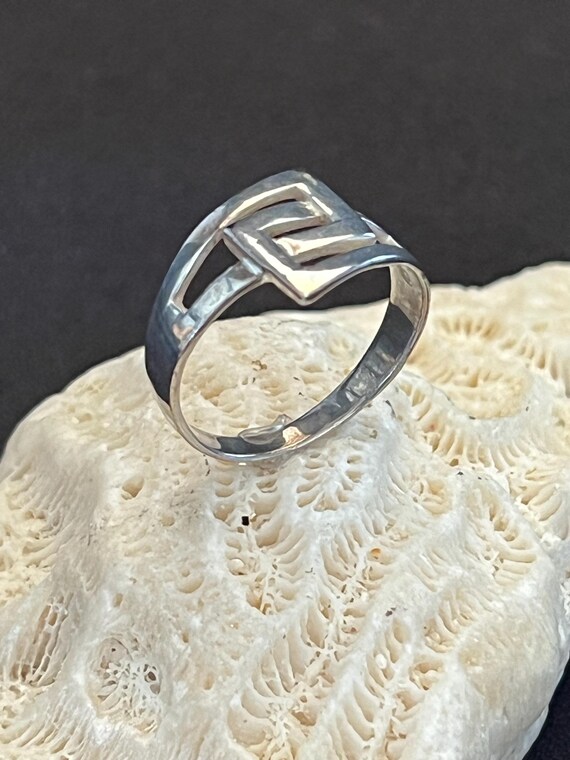 Sterling Silver Geometric Square Ring - Modern Op… - image 4
