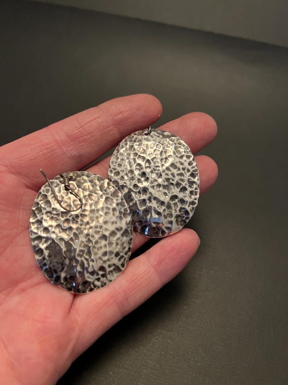 Hammered Sterling Silver Disc Earrings: 925 State… - image 8
