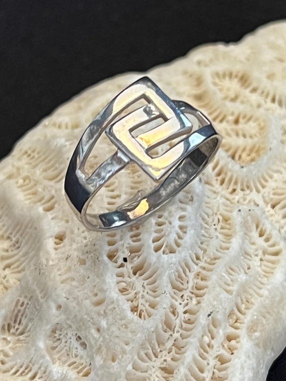 Sterling Silver Geometric Square Ring - Modern Op… - image 3