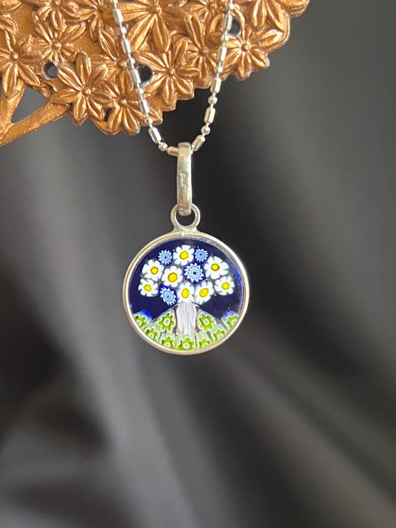 Italian Millefiori Glass Pendant Necklace