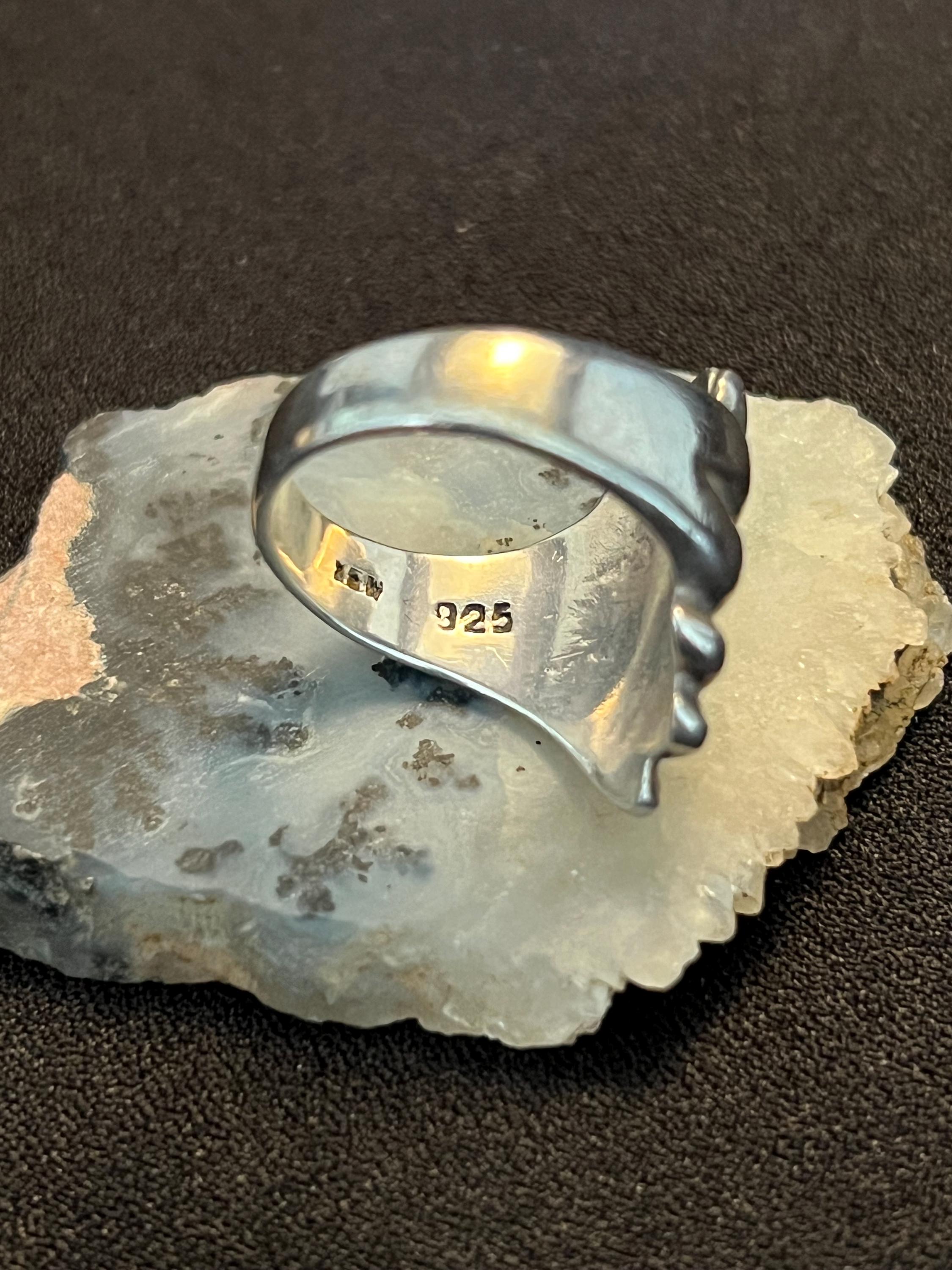Vintage Taxco Fan Ring Sterling Silver TM-156 Mexico Size 7.75