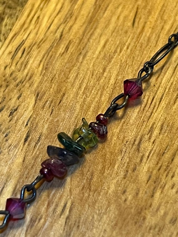 Oxidized Sterling Silver Ruby Jade Necklace, Tour… - image 5