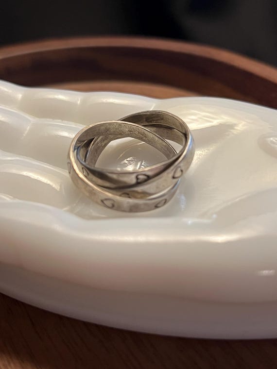 Sterling Silver Triple Interlocking Ring | Hearts - image 5