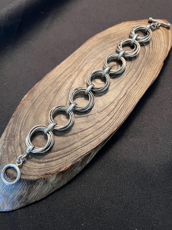 Heavy Sterling Silver Circle Link Bracelet