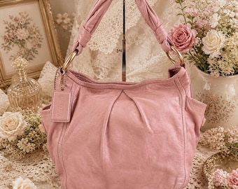 Bolsa vintage Coach Parker Hobo rosa claro, rara.