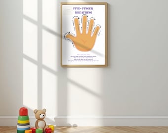 Five Finger Hand Breathing Exercise Poster, Calm Corner, Homeschool,SEN Kids, Regulation Tool, Classroom Decor, Ready to Use Download