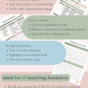SEN Daily Intervention & Sensory Log | Teaching Assistant Printable | Digital download