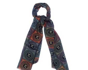 Pi day scarf colorful small squares math scarf
