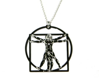 Vitruvian Man Necklace Leonardo da Vinci Necklace Architechure necklace  science necklace  science  art  Leonardo da Vinci